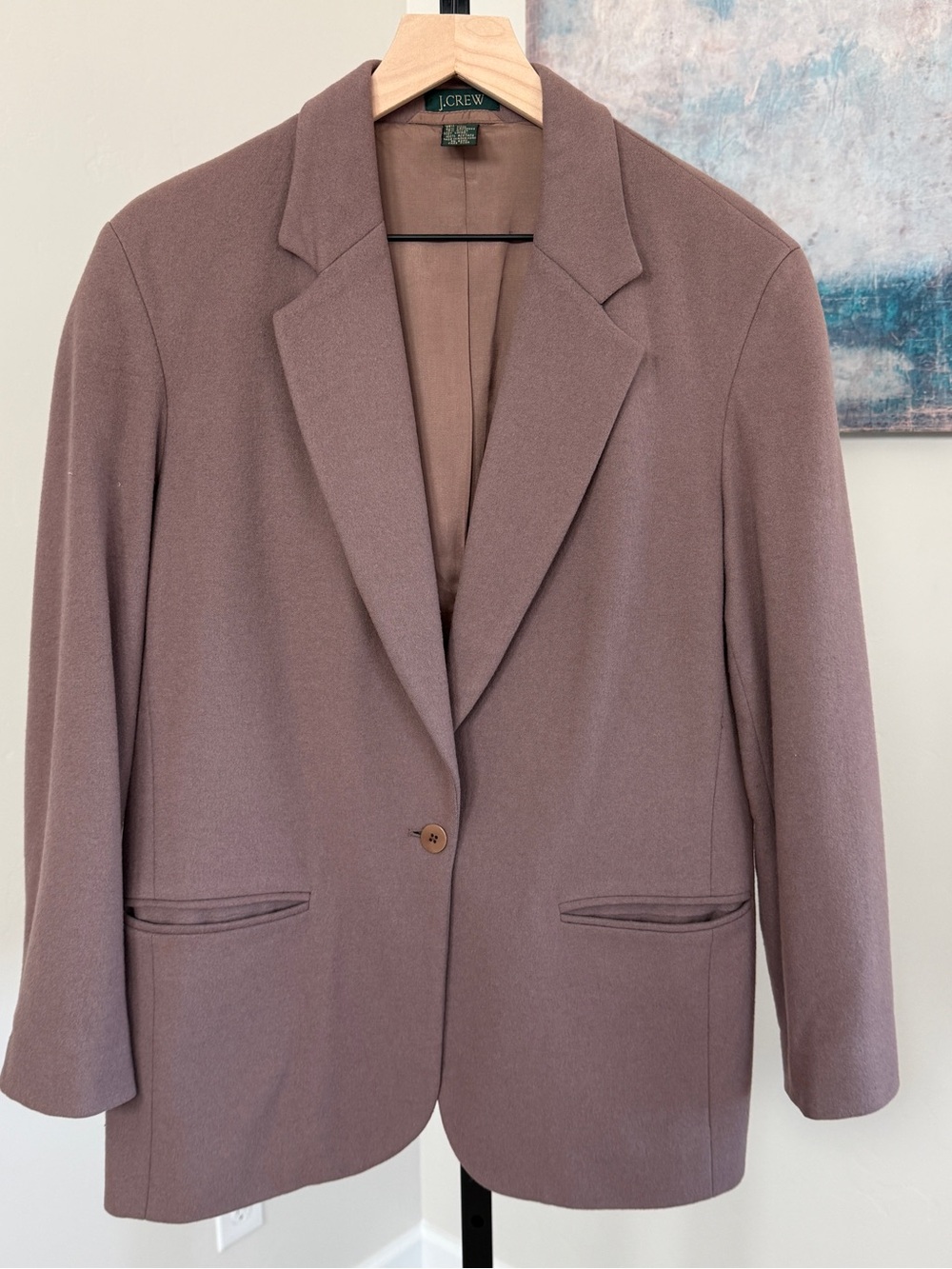 Vintage 90s J. Crew Wool Cashmere Blazer Brown Oversized Longline Jacket 4
